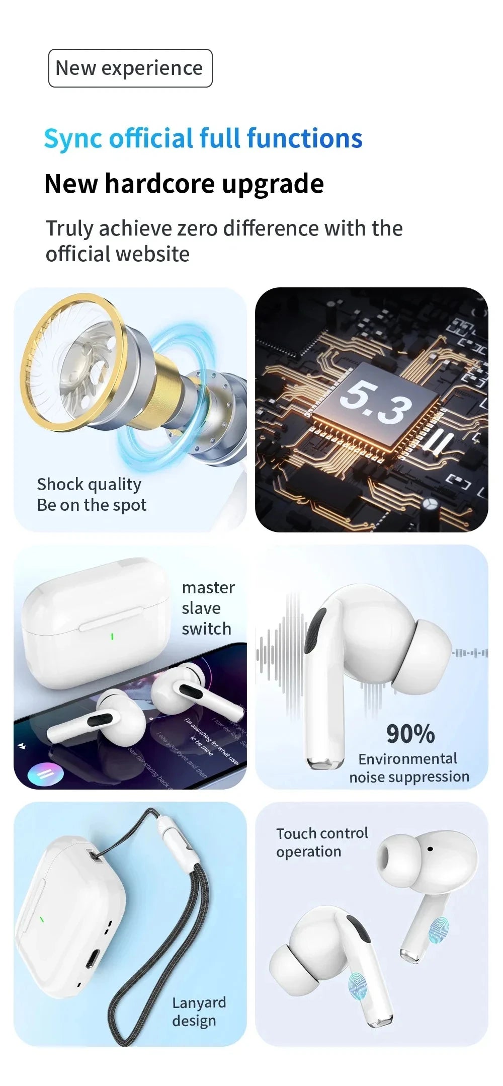 Air Pro 5 TWS Max Wireless Bluetooth Earphones Headphones HiFi Sound Low Latency Noise Reduction Earbuds for IPhone Android