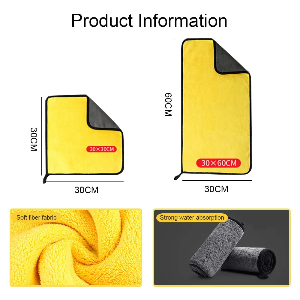 Car Towel Car Cleaning Drying Cloth Home Microfiber Car Wash Towel Thickened towel Automobile Motorcycle 60x30cm